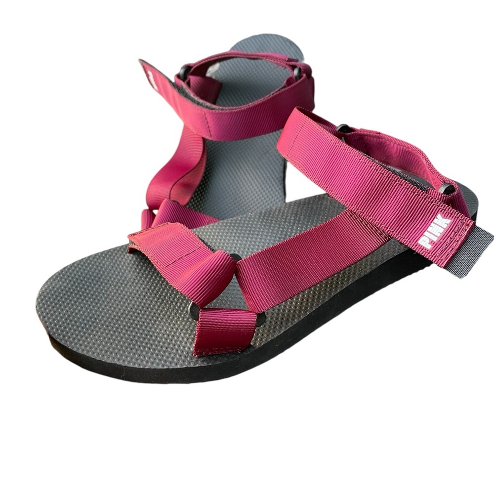 EUC PINK Victoria's Secret Burgundy and Black Sandals for Chic Comfort, size 6-7
